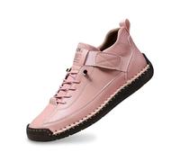 Damen Casual Sneaker mit Schnrung, leichte Walking Schuhe aus PU weicher Sohle, Bequeme Freizeitschuhe fr Alltag Reise Stadt Spaziergang und Freizeitlook unterwegs täglich, rosa, 36 EU