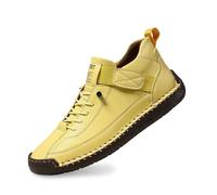 Damen Casual Sneaker mit Schnrung, leichte Walking Schuhe aus PU weicher Sohle, Bequeme Freizeitschuhe fr Alltag Reise Stadt Spaziergang und Freizeitlook unterwegs täglich, Giallo, 41 EU