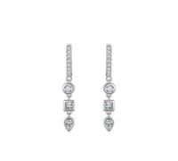 Damen Ohrringe Modeschmuck, Ohrringe Hängend Silber Hochzeit Rund mit Zirkonia 925 Silber