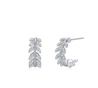 Damen Ohrringe Set Silber, Earrings For Women 925 Blätter C-Form mit Rundschliff Weiß Zirconia