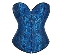 Damen Schwarze Overbust Corsage aus Polyester mit schulterfreier Linie, Hakenfront und stabilem Sitz, Bustier fr Abendoutfit Kostm, figurbetonter Schnitt, bequemes Wäsche, Blu scuro, S