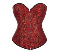 Damen Schwarze Overbust Corsage aus Polyester mit schulterfreier Linie, Hakenfront und stabilem Sitz, Bustier fr Abendoutfit Kostm, figurbetonter Schnitt, bequemes Wäsche, vino, XXL