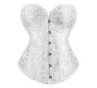 Damen Schwarze Overbust Corsage aus Polyester mit schulterfreier Linie, Hakenfront und stabilem Sitz, Bustier fr Abendoutfit Kostm, figurbetonter Schnitt, bequemes Wäsche, bianco, 4XL