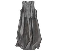Damen Sommerkleid aus Polyester mit schlichtem Look, ärmellos, lockerer Passform, eleganter Schnitt Fuer Alltag und Freizeit, kombinierbares Outfit ALS Tageslook Fuer Garten, Nero , XL
