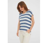 Damen TShirt mit Rundhalsausschnitt und Streifenmuster Kurzarm