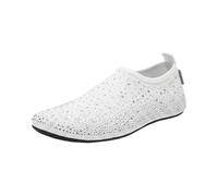 Damen Wasserschuhe Slip On Badeschuhe mit atmungsaktivem Obermaterial, leichte Aquaschuhe fr Strand Pool Schwimmen Urlaub Outdoor, Flexible Sohle und bequemer Einstieg beim Tragen, bianco, 42.5 EU