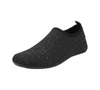 Damen Wasserschuhe Slip On Badeschuhe mit atmungsaktivem Obermaterial, leichte Aquaschuhe fr Strand Pool Schwimmen Urlaub Outdoor, Flexible Sohle und bequemer Einstieg beim Tragen, Nero , 33.5 EU
