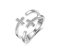 Damen Women's Earrings Silver Sterling Pull with Zirconia Double Cross Personality Partnership Rings Friendship Rings Stacking Rings Tail ring can be adjusted