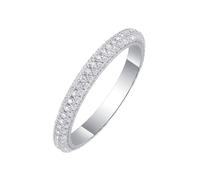 Damenring Kleiner Finger, Ring Hochzeit Dünner Ring Komplett mit Moissanit Silber 14K Weißgold Größe 62 (19.7)