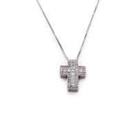 Damiano Argenti Collana con Croce in Argento Sterling 925 e Zirconi Colorati Bianco
