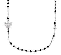 Damiano Argenti Collana Girocollo Rosario con Angelo di Dio in Argento 925 e Zirconi Neri Argento