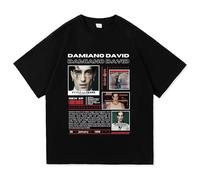 Damiano World Tour David T-Shirt Album Funny Little Fears Stampato A Maniche Corte Cotone Harajuku O Neck T Shirt Uomo Donna Streetwear Unisex Hip Hop Tops-Black1||l