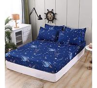 Damier Lenzuolo con angoli elasticizzati per bambini, 100x200 cm, blu, cielo stellato, con angoli elasticizzati in morbida microfibra per ragazzi e ragazze, adatto per materassi fino a 30 cm