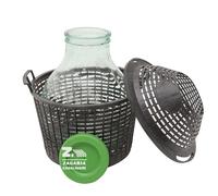 DAMIGIANA 15 Lt. IN VETRO BOCCA LARGA CON TAPPO E COPRIDAMIGIANA IN PLASTICA