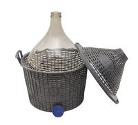 Damigiana bocca stretta in vetro lt. 5 per vino olio rivestimento in plastica