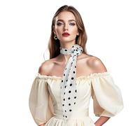 DAMILY Sciarpa da donna Sciarpe Lungo Sottile Foulard Cravatte Accessori Estate Sciarpe alla moda per le donne, Bianco Pois, 130cm*16cm