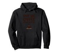 Dammi Un caffè o dammi la Morte Divertente tossicodipendente dalla Caffeina Felpa con Cappuccio, Unisex per Adulti, Nero, L