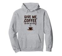 Dammi Un caffè o dammi la Morte Divertente tossicodipendente dalla Caffeina Felpa con Cappuccio, Unisex per Adulti, Grigio Melange, XXL