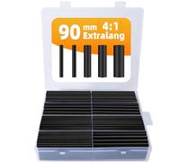 damoguin Set di tubi termoretraibili extra lunghi, 90 mm, 4:1, impermeabile, con colla, tubo termoretraibile, gamma di 5 diverse dimensioni (nero, 100 pezzi)