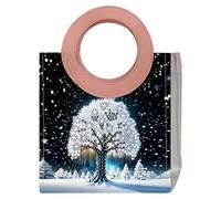Damond Painting Kit Handbag, DIY 5D Diamond Art Painting Handbag with Round Handle Kit for Women Casual Shopping Travel Daily Use, for Women Girls Makeup Gift Craft Decor