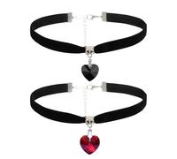 D'Amore 2 Pezzi, Collana Gotica, Collana A Forma Di Cuore, Girocollo In Velluto Nero