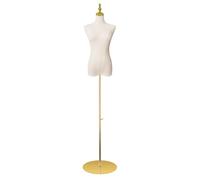 DamyTroso Torso manichino per cucito, altezza regolabile da 140 a 180 cm, modello da donna, ad alta stabilità, supporto in metallo dorato, per abbigliamento, vestiti, gioielli, esposizione