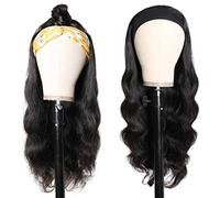 Dan&Dre Parrucca per capelli ricci, parrucca da donna alla moda regolabile in fibra ad alta temperatura parrucca con fascia da donna Afro Long Black