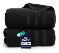 Dan River Set di asciugamani da bagno Jumbo di lusso, 2 pezzi, 550 g/m², 100% cotone, altamente assorbenti e ad asciugatura rapida, asciugamani super morbidi per bagno, hotel, spa, colore nero