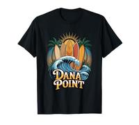 Dana Point Tavole da surf Wave Palms Tramonto Opera d'arte Maglietta