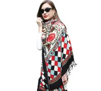 DANA XU 100% pura lana merino, sciarpa cashmere pashmina extra grande, sciarpa e telo avvolgente per donna, invernale, coperta floreale oversize, 92 rosso e nero, 101 rosso e nero, 96 * 43 INCHES