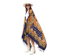 DANA XU Scialli e impacchi di Pashminas della sciarpa di grandi dimensioni della lana pura di 100% per le donne, 31 Giallo&blu