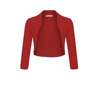 DANAEST - Bolero elegante da donna con maniche a 3/4, coprispalle corto, per feste (708), bordeaux, S corto