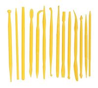 DANAIXZ 14PCS Strumenti per modellare l'argilla Set Kit di scultura in plastica per la decorazione di torte Fondente Cioccolato Fai da te Artigianato da forno Progetti artistici Ma (Gialla)