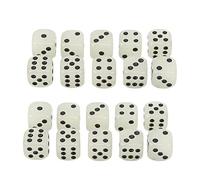 DANAIXZ Confezione da 20 dadi che si illuminano al buio Set di dadi di plastica a sei facce di grandi dimensioni da 16 mm con punti neri per giochi da tavolo Forniture per feste no