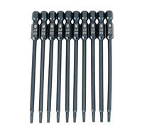 DANAIXZ Kit da 10 punte per cacciavite a stella di sicurezza T8, codolo esagonale da 1/4, punta da 100 mm, coppia elevata, acciaio legato di grado professionale S2, rivestimento bl