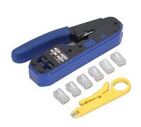 DANAIXZ Kit di attrezzi di crimpatura RJ45 professionale Crimper cavo con pass attraverso la tecnologia per cat5 cat5e cat6 cat6a connettori include prese 8p8c e stripping in lega