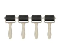 DANAIXZ Set di 4 rulli in gomma Brayer, rulli manuali flessibili e lisci, con comoda impugnatura antiscivolo, per pittura, stampa, timbratura, scrapbooking, gomma, plastica, metall