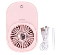 DANAIXZ Ventilatore elettrico pieghevole da 90 gradi Ventilatore umidificatore portatile 2 in 1 con luce LED 3 impostazioni di velocità Alimentato tramite USB Funzionamento silenzi (Rosa)