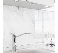 danario Küchenrückwand selbstklebend - Glasoptik - Spritzschutz Küche - versteifte Pet Folie - 0,8 mm - Marmor Weiß - Materialmuster A5