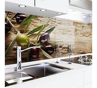 danario Rivestimento Paraschizzi Cucina Adesivo da Parete - Effetto Opaco - Spesso e Rigido - Ignifugo e Resistente all'Acqua - 0,37 mm - Olive - 60 cm x 220 cm