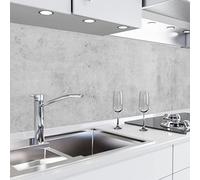 danario Rivestimento Paraschizzi Cucina Adesivo da Parete - Effetto Opaco - Spesso e Rigido - Ignifugo e Resistente all'Acqua - 0,37 mm - Cemento - 60 cm x 220 cm