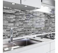 danario Rivestimento Paraschizzi Cucina Adesivo da Parete - Effetto Opaco - Spesso e Rigido - Ignifugo e Resistente all'Acqua - 0,37 mm - Muro in pietra - 60 cm x 80 cm