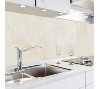 danario Rivestimento Paraschizzi Cucina Adesivo da Parete - Effetto Vetro - Spesso e Rigido - Ignifugo e Resistente all'Acqua - 0,8 mm - Marmo Beige - 60 cm x 280 cm