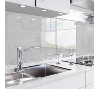 danario Rivestimento Paraschizzi Cucina Adesivo da Parete - Effetto Vetro - Spesso e Rigido - Ignifugo e Resistente all'Acqua - 0,8 mm - Cemento - Campione