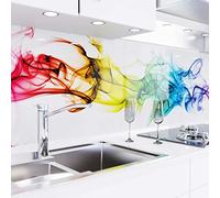 danario Rivestimento Paraschizzi Cucina Adesivo da Parete - Effetto Vetro - Spesso e Rigido - Ignifugo e Resistente all'Acqua - 0,8 mm - Fumo Colorato - Campione