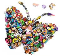 Danbghyuo 100 Pezzi Ciondoli Scarpe, Charm Crocs, Decorazioni per Sandali, Accessori per Scarpe Simpatico Cartone Animato, Decorazioni per Zoccoli