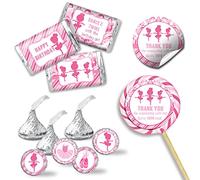 Dance and Twirl - Kit di adesivi per feste di compleanno, 429 pezzi!! Include 60 2 adesivi circolari per bomboniere e sacchetti regalo, 45 mini involucri per caramelle e 324 adesivi rotondi Candy Kiss