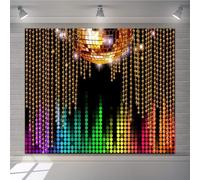 Dance Party Backdrop 10x6.5ft Retro 70s 80s 90s Theme Glitter Stage Dance Ball Photography Background Disco Party Decoration DJ Photo Backdrop Banner Birthday Party Prom Portrait Photo Shoot Props