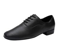 Dance Stylish Round Black Leather Morden Jazz Latin Mens Toe Ballroom Shoe Scarpe in pelle per uomo scarpe da ginnastica 47, Nero , 39 EU
