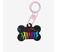 Dance with Music Printing 1 Pc Dog Bone Shape ID Tag Double Face con portachiavi Craft for Pets
